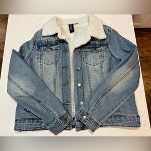 Joules Light Blue Denim Jacket with White Sherpa Collar